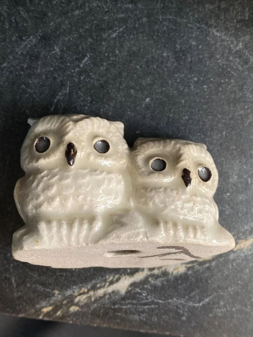 Vintage Mt. St. Helens Volcanic Ash Double Owl Figurine Handcrafted 1980s